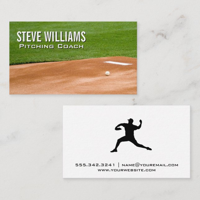 Baseball | Pitching Mound | Pitcher Logo Business Card (Front/Back)