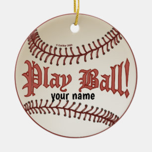 Baseball Play Ball  Ceramic Tree Decoration