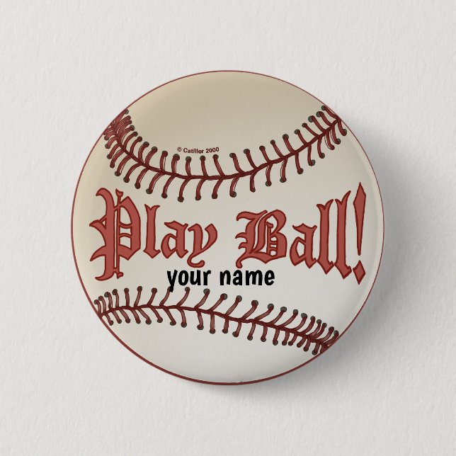 Baseball Play Ball pin button (Front)