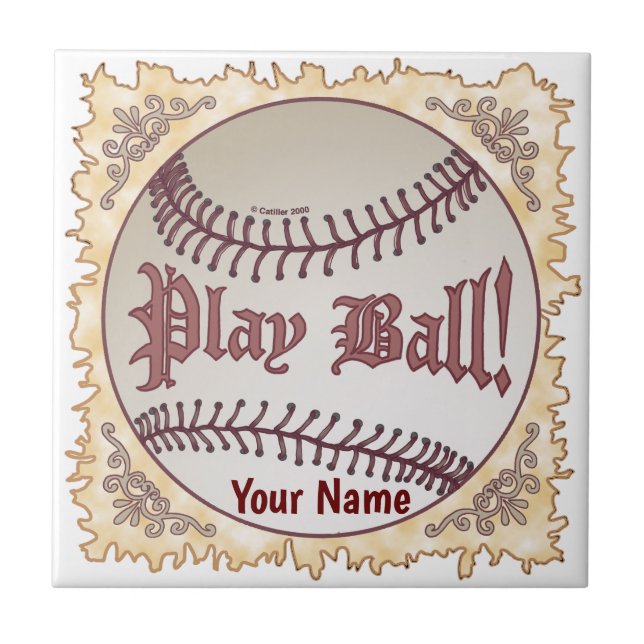 Baseball Play Ball  Tile (Front)