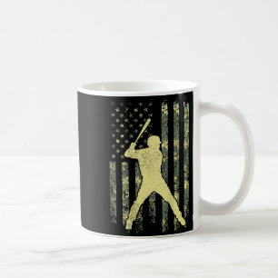 Baseball Player American Flag Camo USA Patriotic Coffee Mug