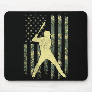 Baseball Player American Flag Camo USA Patriotic Mouse Mat