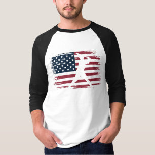 Baseball Player American Flag USA Camo Patriotic T-Shirt