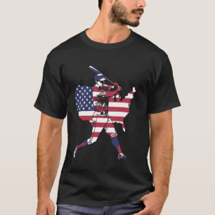 Baseball Player American Flag USA Patriotic Graphi T-Shirt