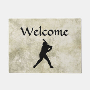 Baseball Player at bat Welcome Mat