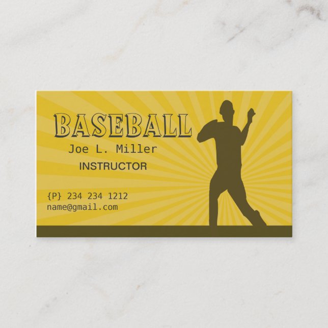 Baseball Player, Baseball coach, School Basiball Business Card (Front)