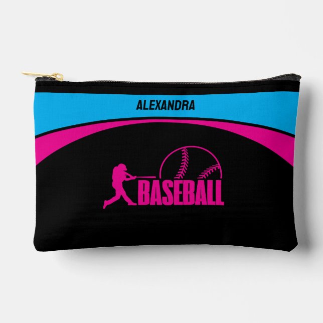 Baseball Player, Baseball Girl Birthday Gift Accessory Pouch (Front)