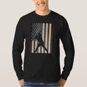 Baseball Player Batter USA American Flag Vintage G T-Shirt