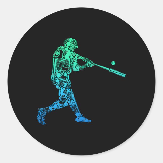 Baseball Player Batter Youth Classic Round Sticker (Front)