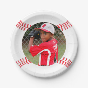Baseball Player Birthday Party Custom Photo Paper Plate