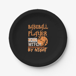 Baseball Player By Day Witch By Night Halloween Paper Plate