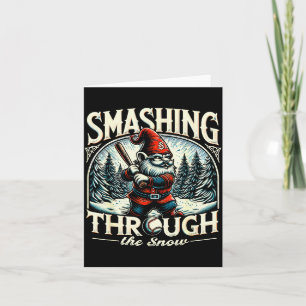 Baseball Player Christmas Gnome, Smashing Through  Card