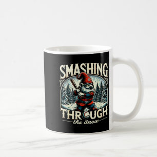 Baseball Player Christmas Gnome, Smashing Through  Coffee Mug