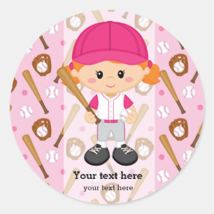 Baseball player classic round sticker