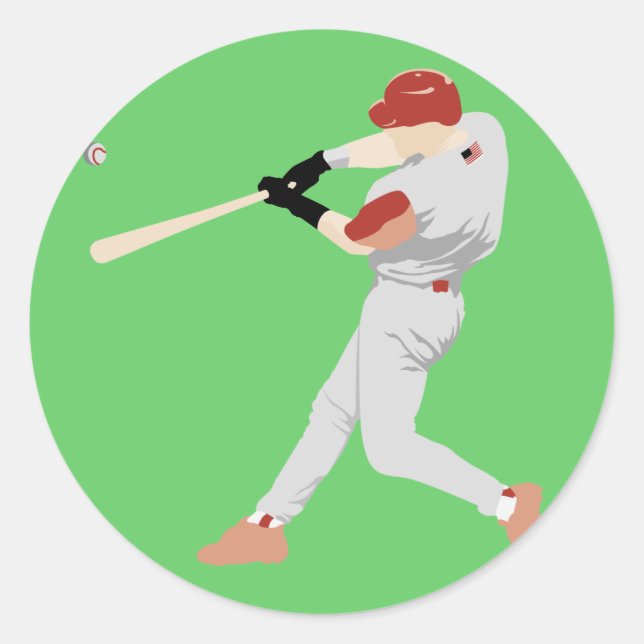 Baseball Player Classic Round Sticker (Front)