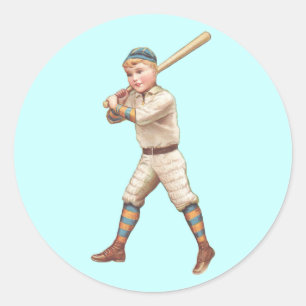 Baseball Player Classic Round Sticker