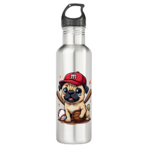 Baseball Player Coach Pug Dog Lover Pug Mom 710 Ml Water Bottle