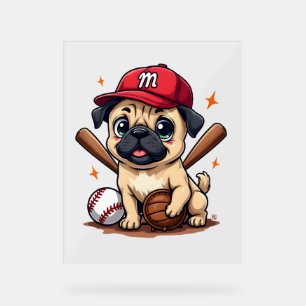 Baseball Player Coach Pug Dog Lover Pug Mom Acrylic Sign