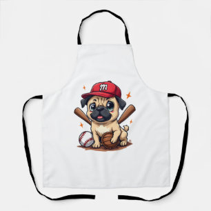 Baseball Player Coach Pug Dog Lover Pug Mom Apron
