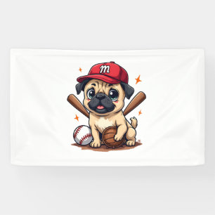 Baseball Player Coach Pug Dog Lover Pug Mom Banner