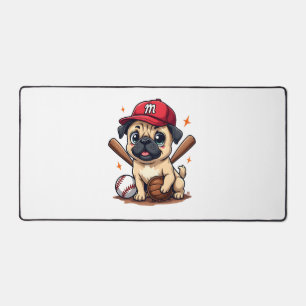 Baseball Player Coach Pug Dog Lover Pug Mom Desk Mat