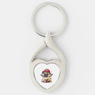 Baseball Player Coach Pug Dog Lover Pug Mom Key Ring