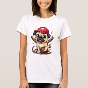 Baseball Player Coach Pug Dog Lover Pug Mom T-Shirt