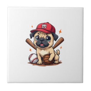 Baseball Player Coach Pug Dog Lover Pug Mom Tile