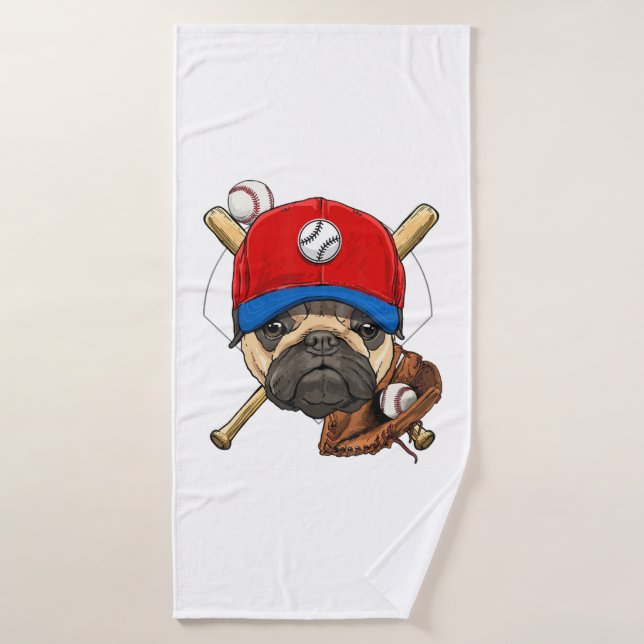 Baseball Player Coach Pug Dog Lover Pug Mum Bath Towel (Bath Towel)