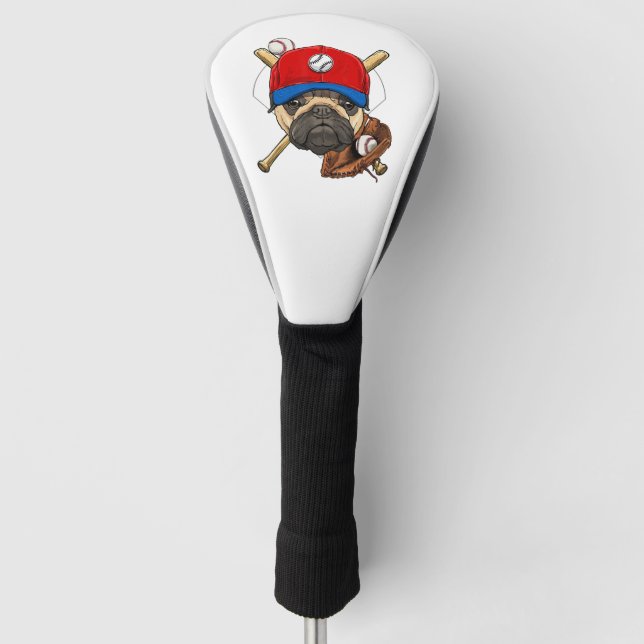 Baseball Player Coach Pug Dog Lover Pug Mum Golf Head Cover (Front)