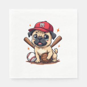 Baseball Player Coach Pug Dog Lover Pug Mum Napkin