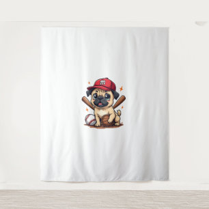 Baseball Player Coach Pug Dog Lover Pug Mum Tapestry