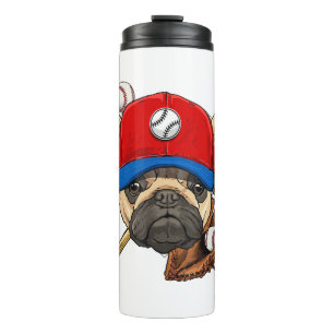 Baseball Player Coach Pug Dog Lover Pug Mum Thermal Tumbler