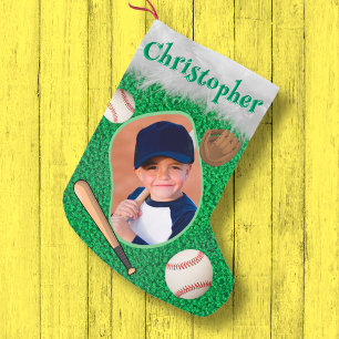 Baseball Player Coach Softball Player Photo Name Small Christmas Stocking