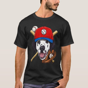 Baseball Player Coaches Dalmatian Dog  Pitcher Cat T-Shirt