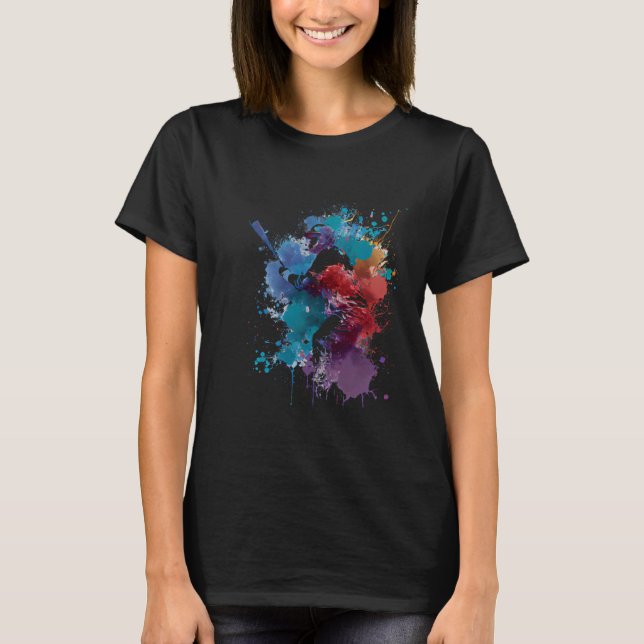 Baseball  player colourful colours designs T-Shirt (Front)