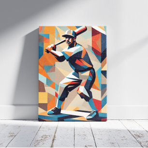 Baseball Player Cubism Canvas Print