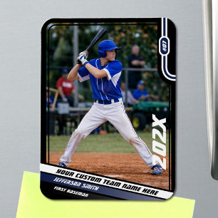 Baseball Player Custom Blue Magnet