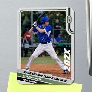Baseball Player Custom Gift in Green Magnet