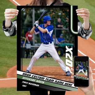 Baseball Player Custom Gift in Green Poster