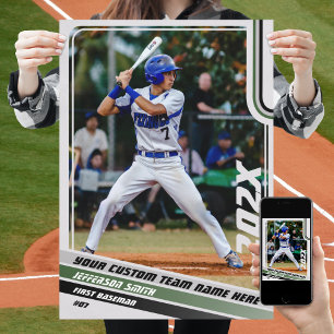 Baseball Player Custom Gift in Grey Green Poster