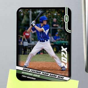Baseball Player Custom Green Magnet