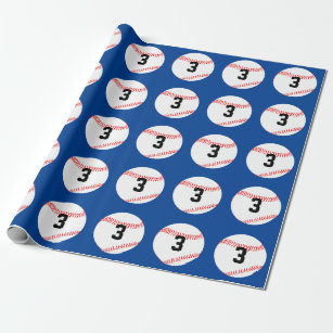 Baseball Player Custom Jersey Number & Team Colour Wrapping Paper