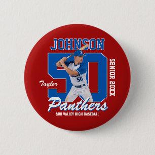 Baseball Player Custom Photo Jersey Number Sports 6 Cm Round Badge