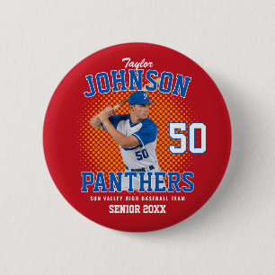 Baseball Player Custom Photo Sports Senior Day 6 Cm Round Badge