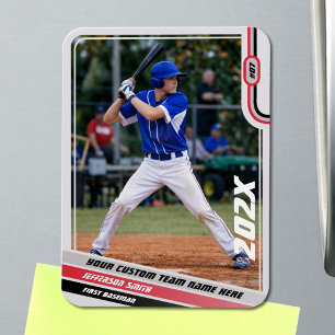 Baseball Player Custom Red Magnet