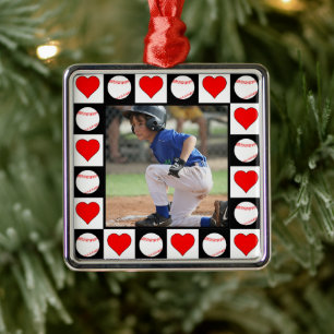Baseball Player Custom Sports Photo Christmas Metal Tree Decoration