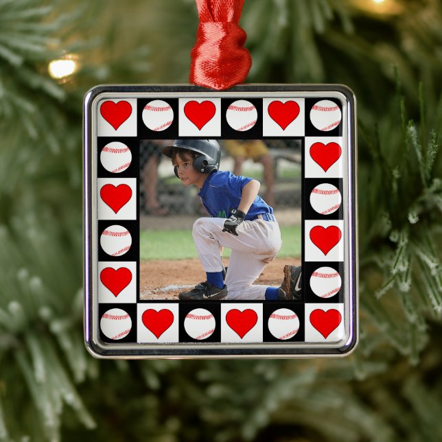 Baseball Player Custom Sports Photo Christmas Metal Tree Decoration (Tree)