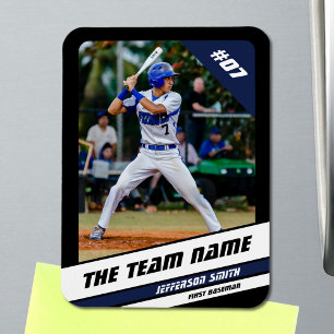 Baseball Player Customisable Black Blue Magnet