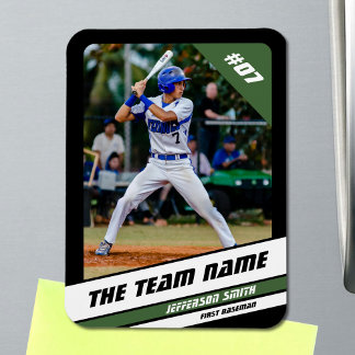 Baseball Player Customisable Black Green Magnet